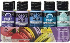 Plaid PE7507 Folk Art Multi-Surface Satin Acrylic Paint Set, 10 Pieces, brights