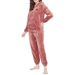 ELEG & STILANCE Women Winter Night Suit Woolen Lower Set Soft Flannel Thermal Fluffy Fleece Plush Pajamas and Hoodie with Pocket Set Winter Sleepwear Solid (Brown, 38)