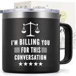 LiqCool - Lawyer Gifts for Men, 14 Oz I'm Billing Lawyer Insulated Coffee Mug, Funny Attorney Birthday Gift Ideas, Christmas Gifts for Law School Student Graduation Counsel Paralegal Coworkers(Black)