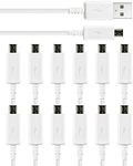 tekSonic [12-Pack Micro USB Cable Multi Pack Bulk Lot - 1 M/3.3 ft Charging Data Sync Fast Micro USB to USB A Cord for Samsung Galaxy S7 S6 Edge J7 S5,Note 5 4,LG 4 K40 K20,Kindle,PS4,Xbox,Tablet