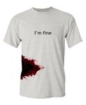 I'm Fine Graphic Zombie Slash Movie Halloween Injury Novelty Cool Funny T Shirt 2XL Ash