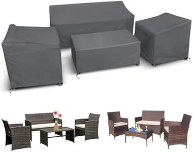 STARTWO Patio Furniture Covers 4 Piece Set, Heavy Duty Waterproof Outdoor Furniture Cover, Windproof Patio Cover for Rattan Wicker Conversation Set, Patio Furniture Set Cover, Grey,Large