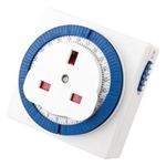STATUS Timer Switch Square | 24 Hour Segment Timer Light Switch | White UK Plug | S24HRSQT3
