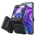 Vizvera for Motorola Razr+ (Plus) 2024 Case with Hinge Cover, Built-in Screen Protector Shockproof All-Inclusive Smartphone Cover Wireless Charging for Motorola Razr+ (Plus) 2024(Black)