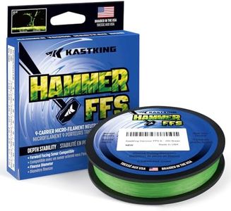 KastKing Hammer FFS Neutral Density UHMWPE Braided Fishing Line, Unique 9-Carrier Micro-Filament Round Braid, Colorfast, Super Smooth, Ultra Small Finesse Diameters, Neon Green, 25lbs, 300yds