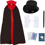 BLUE PANDA Magician Costume for Halloween, Includes Hat, Gloves, Wand, Cape, and Playing Cards (Adult Size, 5 Pieces)