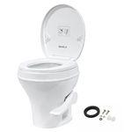 SEAFLO RV Toilet, Residential Height 18.4", Gravity Flush Foot Pedal, Soft Close Seat, Camper Toilet for RV Motorhome Travel Trailer, White, SFRTPH-01-01, 4-Year Warranty