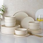 AmorArc Stoneware Dinnerware Sets of 6,Reactive Ceramic Plates and Bowls Set,Highly Chip and Crack Resistant | Dishwasher & Microwave Safe | Round Dishes Set Service for 6 (18pc) Dishes Set