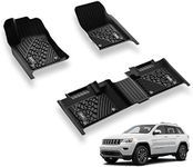 3W Floor Mats Compatible for Jeep Grand Cherokee 2013-2015 (Non L) TPE All Weather Custom Fit Floor Liner 1st and 2nd Row Full Set Car Mats, Black