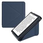 kwmobile Origami Case Compatible with Kobo Libra 2 Case - Slim PU Leather Cover with Stand - Dark Blue