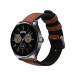 kwmobile Strap Compatible with Huawei Watch GT4 (46mm) / Watch Buds Strap - Silicone and Leather Sport Wristband - Brown/Black