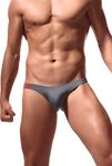 Newsywell Men's Spandex Bikinis Low Rise Spandex Bulge Micro Briefs Swimwear Underwear Grey X-Large