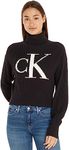 Calvin Klein Jeans Women Pullover Blown Up Loose Sweater Turtleneck, Black (Ck Black), XL