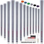 SAPLIZE Golf Grips, 13 Set with Complete Regripping kit, Standard Size, Rubber Golf Club Grip, Grey