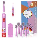 Kids Sonic Electric Toothbrush, Rechargeable Smart Toothbrush for Children Autobrush for Toddlers Age 3-12 with 30s Reminder, 2 Mins Timer, 6 Modes, 6 Brush Heads 8630 Pink 6 Heads