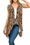 Made By Johnny Women's Lightweight Sleeveless Draped Open Cardigan, Wsk1071_leopard, L