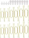 12 Pack Wall Plate Hangers Invisible Stainless Steel Spring Style Plate Holder Decorative Wire Plate Hangers Holders Plate Hangers for Wall Brass Coated and 12 Pack Wall Hooks (6/8/10 Inch)