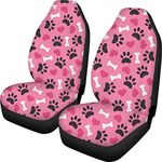 Upetstory Van Seat Covers Front Seats Only Set of 2,Pink Paw Print Car Seat Covers for Women Driver/Passenger Protector Universal Fit for Car Truck Van and SUV