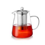 PluieSoleil Clear Glass Teapot with Infuser, Round Shape Infuser Tea Pot, Heat-Resistant Borosilicate Glass Strainer Teapot, Stovetop Safe Tea Maker (950ML)