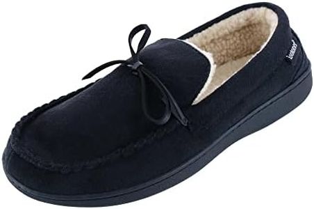 isotoner Men's Microsuede Nigel Moccasin Slipper, XL, Black