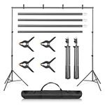 Professional 2 * 3m(6.5 * 9.8ft) Adjustable Backdrop Stand Kit for Photo and Video Studio - Background Support System with Carrying Bag and 4 Clamps