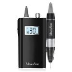 MelodySusie Professional Rechargeable 30000 rpm Nail Drill, Portable E-File with Long Life Battery, Electric Tool for Acrylic Nail Natural Extension Poly Nail Gel, High Speed, Low Heat, Black