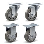 NINOSO Caster Wheels, 3.5" Heavy Duty Industrial Casters Set of 4 with Load 1000lbs Capacity, Polyurethane Wheels for Cart Furniture(2 Swivel & 2 Rigid)