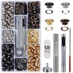 1/4 Inch Grommet Eyelets 520 Sets, Preciva Grommet Kit with 4 Piecees Install Tool Kit and Storage Box for Fabric, Tarps, Curtains(4 Colors)