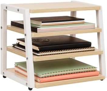 Mind Reader 4-Tier Desk Organizer, File Storage, Documents, Office, Metal, MDF, 14.5" L x 10.5" W x 12" H, White