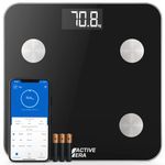 Active Era® Smart Body Fat Scales - Bluetooth Digital Bathroom Scales with 15 Essential Features - High Precision Body Weight, Body Mass Index (BMI), Visceral Fat - Free Smartphone App (Black)