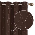 Deconovo Dot Line Blackout Curtains Decorative Curtains Thermal Insulated Super Soft Curtains for Living Room 46 x 90 Inch Chocolate 2 Panels