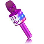 BONAOK Bluetooth Wireless Microphone, Lyrics (Voice) Elimination Karaoke Wireless Microphone, Mic with Led Lights, Home Party KTV Karaoke Machine,Compatible with IOS Android Bluetooth Devices（Purple）