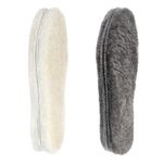 riemot 2 Pairs Women's Genuine Sheepskin Insoles, Premium Warm Thin Wool Fur Fleece Shoe Inserts Replacement Comfort Insole for Snow Boots Slippers Work Boots Beige & Grey EU39/US 8