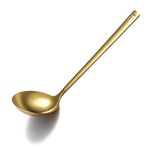 Gold Ladle, Berglander Titanium Kitchen Ladle with Titainium Gold Plating, Soup Ladle, Cooking Ladle, Metal Soup Spoon for Cooking, Dishwasher Safe, Easy to Clean