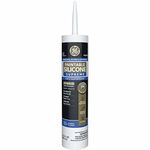 GE Supreme Paintable Silicone Caulk for Window & Door - 100% Waterproof Silicone Sealant, 7X Stronger Adhesion, Freeze & Sun Proof - 9.5 fl oz, White, 1 Pack