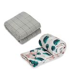 House of Charu |All Season Blanket | Grey Striped - Sherpa Weighted Blanket | Cotton Material Filled with High Density Glass Beads | Blanket with Leaf Cover |Anxiety Blanket | Standard Size (50" x 75")