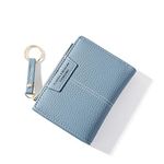 Womens Small Wallet Mini Purse Bifold Slim Card Case Holder Zipper Coin Pocket y-Blue, y-Blue