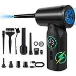 Compressed Air Duster, 100000RPM Electric Air Duster & Vacuum Cleaner 2 in 1 Rechargeable 7600mAh Cordless, Keyboard and Computer Cleaner, Replaces Compressed Air Cans