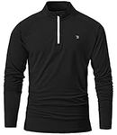 BGOWATU Men's 1/4 Zip Pullover Golf Polo Shirts Long Sleeve Running Tops Black Size L