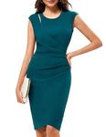 JASAMBAC Prom Dresses for Women UK, Evening Dresse Cap Sleeves Wedding Guest Dress Elegant Cotail Dresses Hollowed Party Dresses Soft Work Dresses Business Dresses Pencil Midi Dress Blue Green