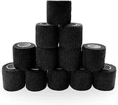 SUPERBE Black Self Adhesive Bandage Tape 5cm x 4.5m, 12 Rolls Cohesive Bandages Wrap, Vet Wrap Sports Bandage Ideal for Sports, First Aid, Knee, Ankle and Wrist (Black)