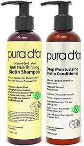 PURA D'OR Anti-Thinning Biotin Shampoo and Conditioner Natural Earthy Scent, CLINICALLY TESTED Proven Results, DHT Blocker Thickening Products For Women & Men, Original Gold Label Hair Care Set 8oz x2