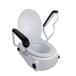 Mobiclinic®, Raised Toilet Seat, Tajo, Toilet Seat Riser, Elevated Toilet Seat for Adults, 7 inch, Adjustable, Folding Armrests, Soft Raised Toilet Seat, Raised Toilet Seats for Elderly, White