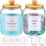 Laundry Pods Container With Airtight Bamboo Lid,Glass Jars for Laundry Room Organization Jar. Dishwasher pods container.1/2 Gallon Laundry Jars for Detergent Powder,Scent Boosters,Laundry Room Storage