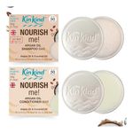 KinKind NOURISH me! Travel Shampoo and Conditioner Bar Set. Up to 50 washes. Argan Oil & Coconut Oil Shampoo Bar and Conditioner & Soap Tin for each bar. UK made, No leakage, less space, less weight