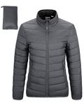 Outdoor Ventures Womens Winter Lightweight Jacket Warm Short Packable Puffer Jacket Transitional Padded Down Jacket Quilted Jacket for Ladies Lined for Hiking Travel Dark Grey Heather 2XL