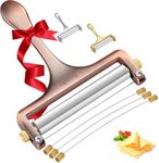 Sopito Cheese Slicer Stainless Steel Wire Cheese Slicer With 3 Extra Wires Great for Cheddar, Gruyere, Raclette, Mozzarella Cheese Block, Adjustable Thickness, Copper