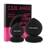 COOL-ANGLE 4Pack Makeup Sponge Latex-Free Soft Blender Sponge Perfect for Foundation Concealer Cream Powder, Beauty Sponge Set for Long-lasting and Natural Makeup, 2X-Large and 2 Medium Black