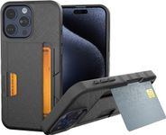 Smartish iPhone 15 Pro Max Wallet Case - Wallet Slayer Vol. 2 [Slim + Protective] Credit Card Holder with Kickstand - Black Tie Affair