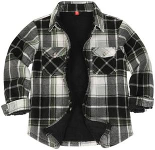 ThCreasa Boys Plaid Sherpa Lined Flannel Shirts Long Sleeve Button Down Shirt Shacket Winter Shirt Jacket MidnightDawn S 5-6